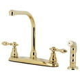 thumbnail image 1 of Kingston KB712ACLSP American Classic Two-Handle 4-Hole 8" Centerset Kitchen Faucet with Side Sprayer in Polished Brass, 1 of 4