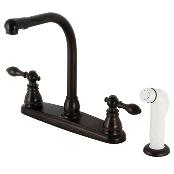 Kingston KB715ACL American Classic Two-Handle 4-Hole 8" Centerset Kitchen Faucet with Side Sprayer in Oil Rubbed Bronze