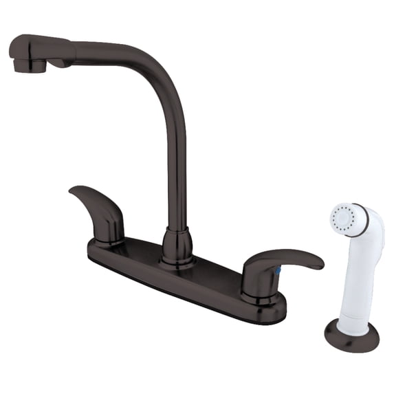 Kingston KB715LL Legacy Two-Handle 4-Hole 8" Centerset Kitchen Faucet with Side Sprayer in Oil Rubbed Bronze