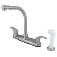 thumbnail image 1 of Kingston KB718LL Legacy Two-Handle 4-Hole 8" Centerset Kitchen Faucet with Side Sprayer in Brushed Nickel, 1 of 5