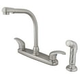 thumbnail image 1 of Kingston KB718LLSP Two-Handle 4-Hole 8" Centerset Kitchen Faucet with Side Sprayer in Brushed Nickel, 1 of 4