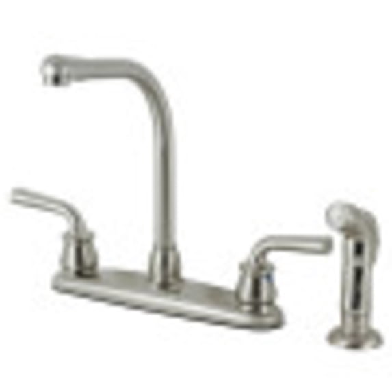 Kingston Brass KB718RXLSP Restoration 8-Inch Centerset Kitchen Faucet with Side Sprayer, Brushed Nickel