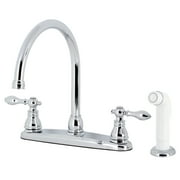 Kingston KB721ACL American Classic Two-Handle 4-Hole 8" Centerset Kitchen Faucet with Side Sprayer in Polished Chrome