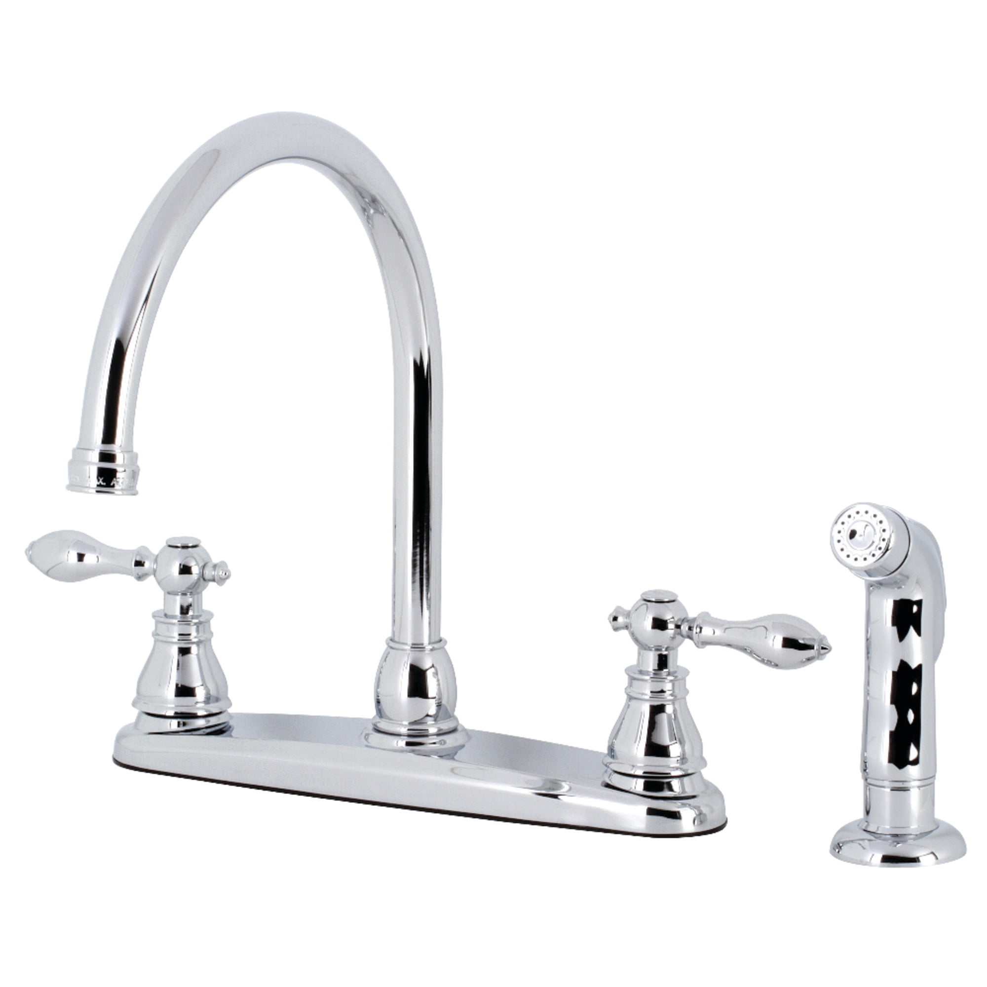 Kingston KB721ACLSP American Classic Two-Handle 4-Hole 8" Centerset Kitchen Faucet with Side Sprayer in Polished Chrome