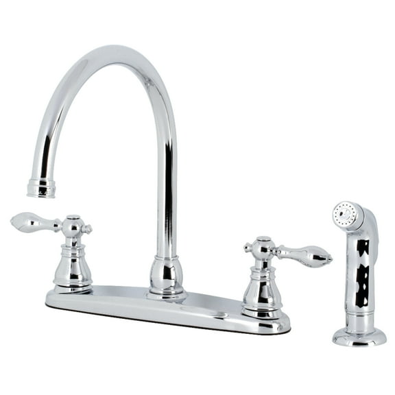 Kingston KB721ACLSP American Classic Two-Handle 4-Hole 8" Centerset Kitchen Faucet with Side Sprayer in Polished Chrome