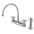 thumbnail image 1 of Kingston KB721AXSP Vintage Two-Handle 4-Hole 8" Centerset Kitchen Faucet with Side Sprayer in Polished Chrome, 1 of 4