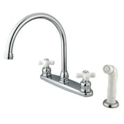 Kingston KB721PX Vintage Two-Handle 4-Hole 8" Centerset Kitchen Faucet with Side Sprayer in Polished Chrome