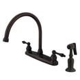 thumbnail image 1 of Kingston KB725ALBS Vintage Two-Handle 4-Hole 8" Centerset Kitchen Faucet with Brass Sprayer in Oil Rubbed Bronze, 1 of 4