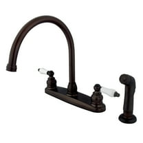 Kingston KB725SP Vintage Two-Handle 4-Hole 8" Centerset Kitchen Faucet with Side Sprayer in Oil Rubbed Bronze