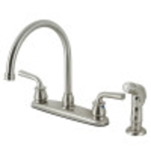 Kingston Brass KB728RXLSP Restoration 8-Inch Centerset Kitchen Faucet with Side Sprayer, Brushed Nickel