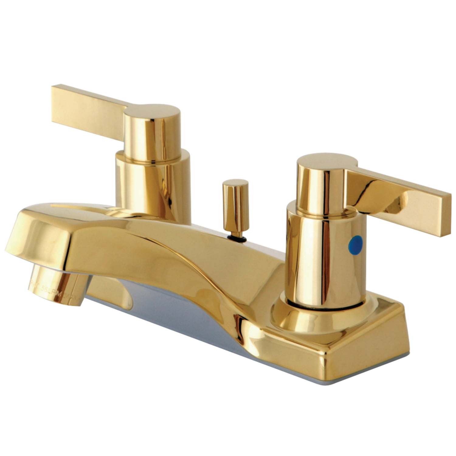 Polished Brass Modern Centerset Bathroom Faucet with Ergonomic Levers