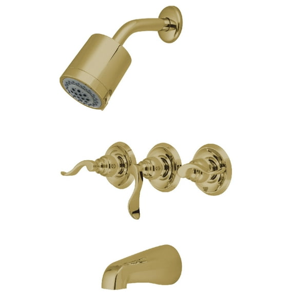 Kingston Brass KB8232NFL NuWave French Tub & Shower Faucet, Polished Brass
