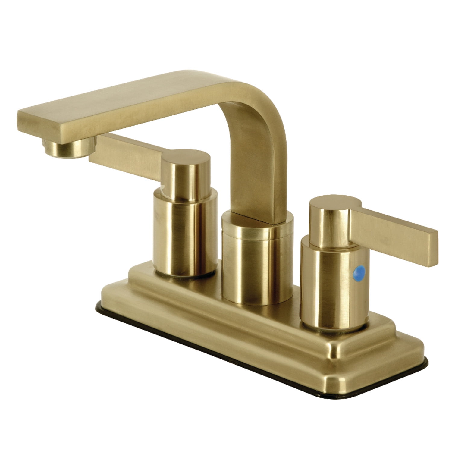 Kingston Brass KB8467NDL NuvoFusion 4 in. Centerset Bathroom Faucet with Push Pop-Up, Brushed Brass