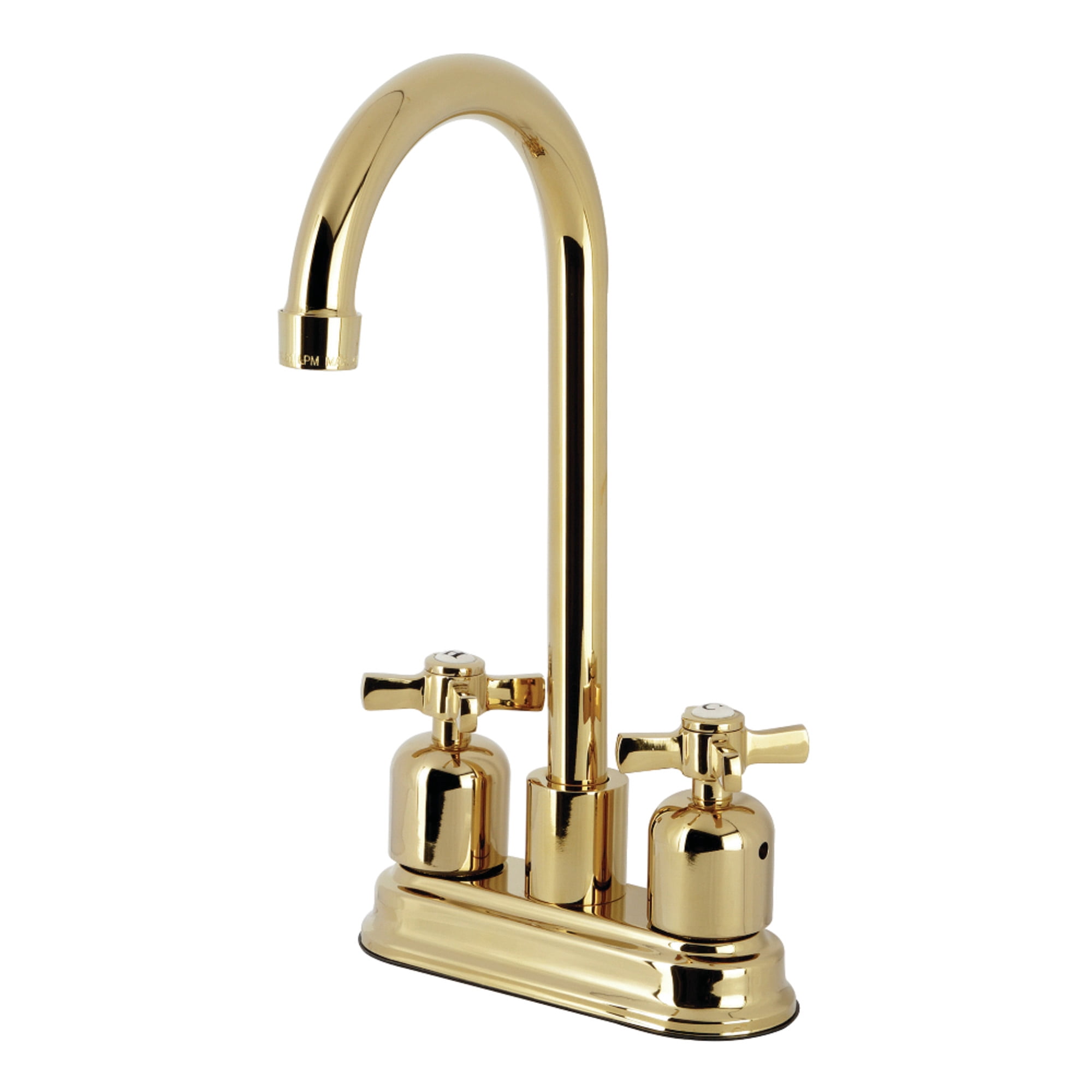 Kingston Brass KB8492ZX Millennium Two-Handle 2-Hole Deck Mount Bar Faucet in Polished Brass