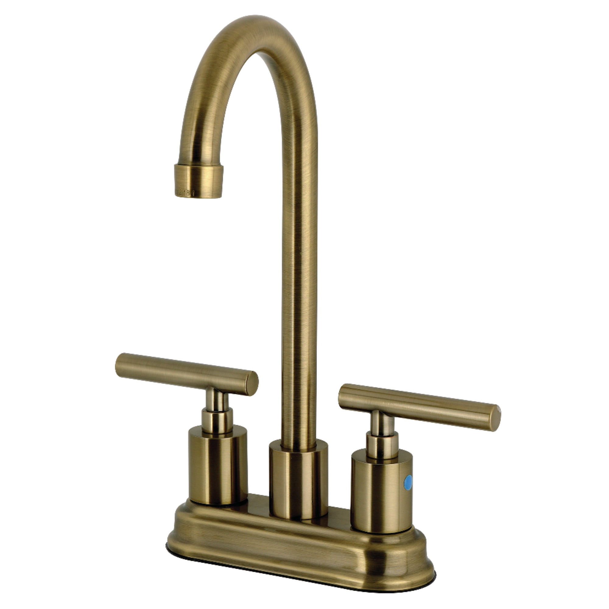 Kingston Brass KB8493CML Manhattan Double-Handle 4" Centerset Bar Faucet, Antique Brass