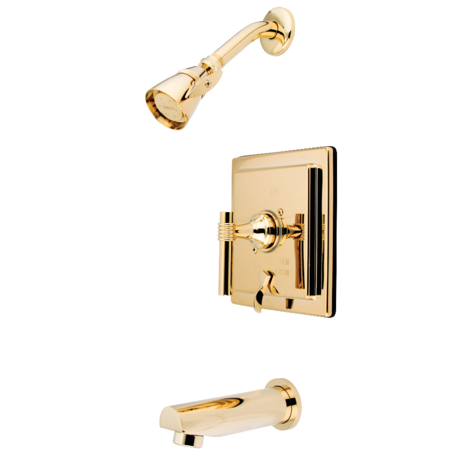 Kingston Brass KB86520ML Milano Tub & Shower Faucet, Polished Brass ...
