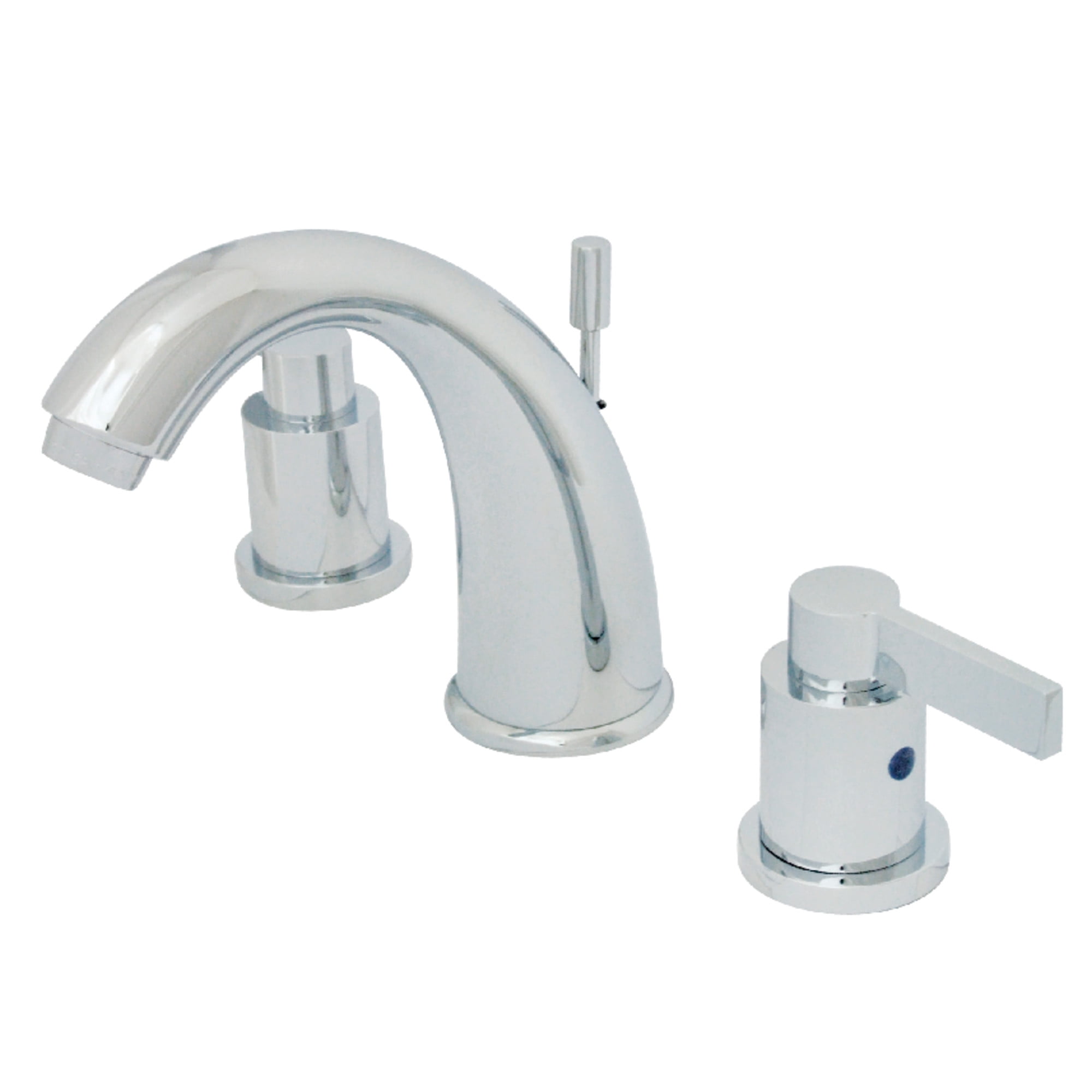 Kingston Brass KB8981NDL NuvoFusion Two-Handle 3-Hole Deck Mount Widespread Bathroom Faucet with Pop-Up Drain in Polished Chrome