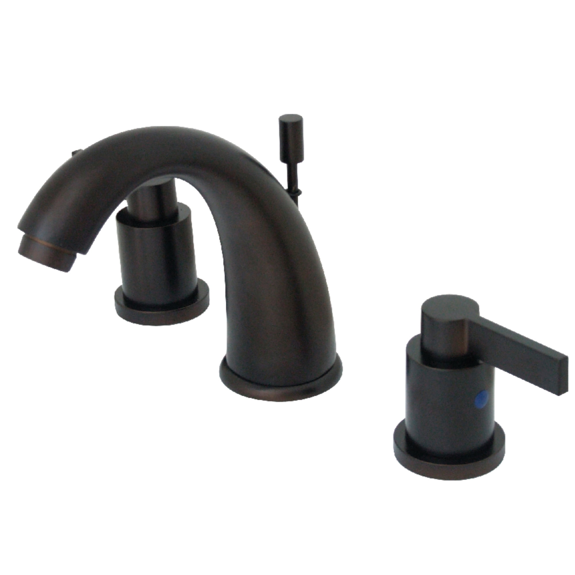 Kingston Brass KB8985NDL NuvoFusion Two-Handle 3-Hole Deck Mount Widespread Bathroom Faucet with Pop-Up Drain in Oil Rubbed Bronze