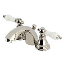 Kingston Brass KB956APLPN American Patriot Mini-Widespread Bathroom Faucet with Pop-Up Drain, Polished Nickel