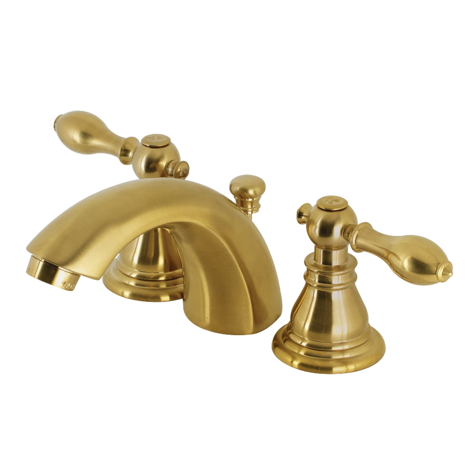 Kingston Brass French Country Widespread Lavatory Faucet - Polished Brass, 8" Spread, Includes Drain