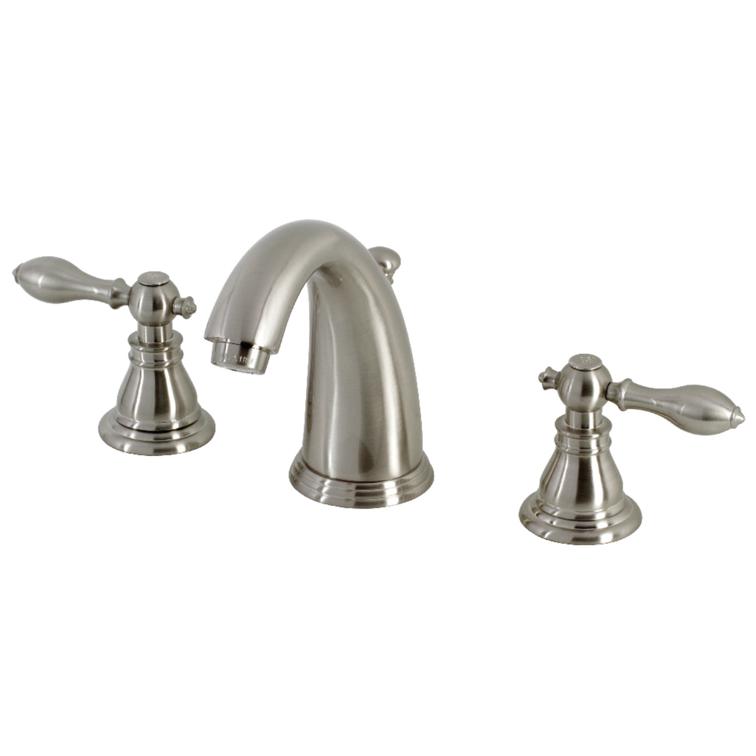 Victorian Era Inspired Brushed Nickel Widespread Bathroom Faucet