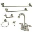 thumbnail image 1 of Kingston Brass KBK3618AL 4 in. Bathroom Faucet with 5-Piece Bathroom Hardware Combo, Brushed Nickel, 1 of 2