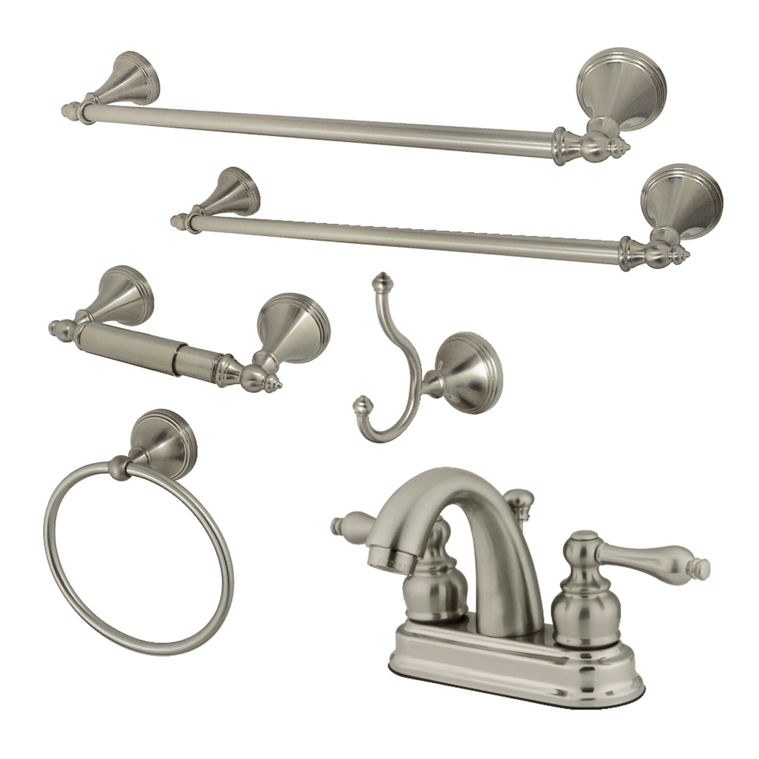 Kingston Brass KBK5618AL 4 in. Bathroom Faucet with 5-Piece Bathroom ...