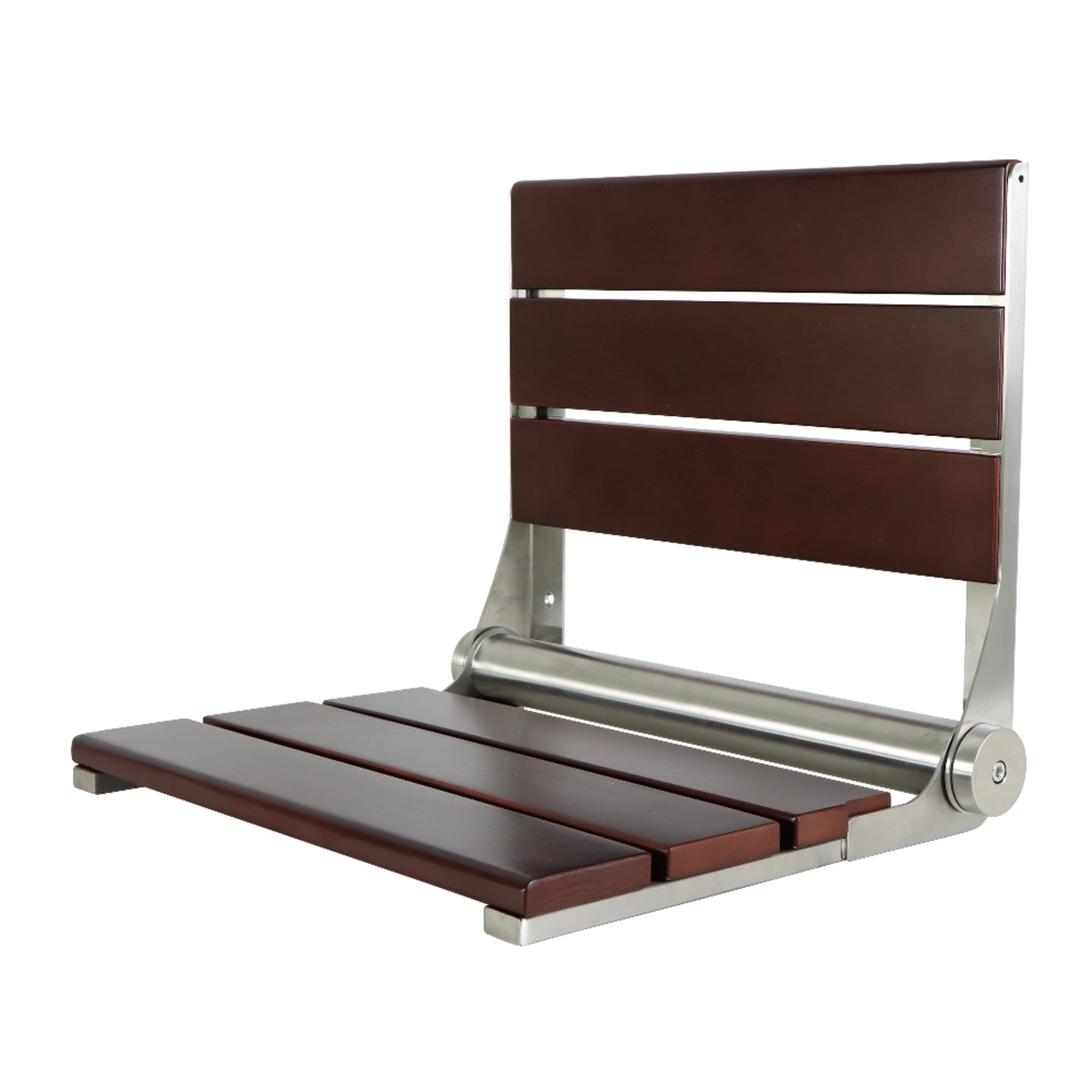 Kingston Brass KBSS16158 Soutien 3-Slat Shower Seat, Dark Wood/Brushed Nickle