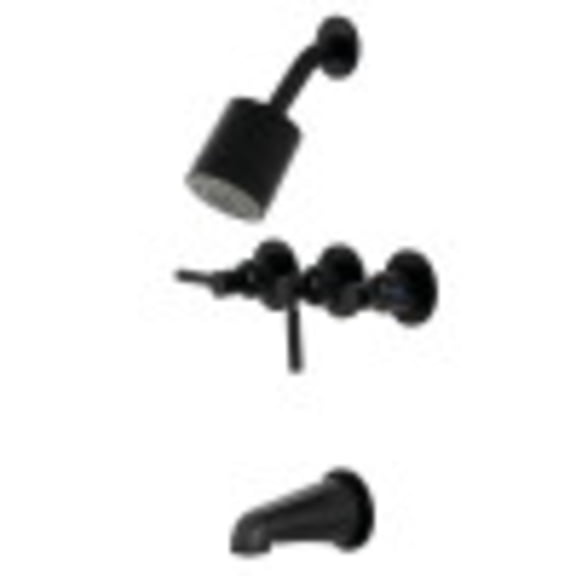 Kingston Brass KBX8130DL Concord Three-Handle Tub and Shower Faucet, Matte Black