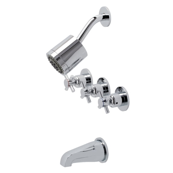 Kingston Brass KBX8131DX Concord Triple-Handle Tub and Shower Faucet, Polished Chrome