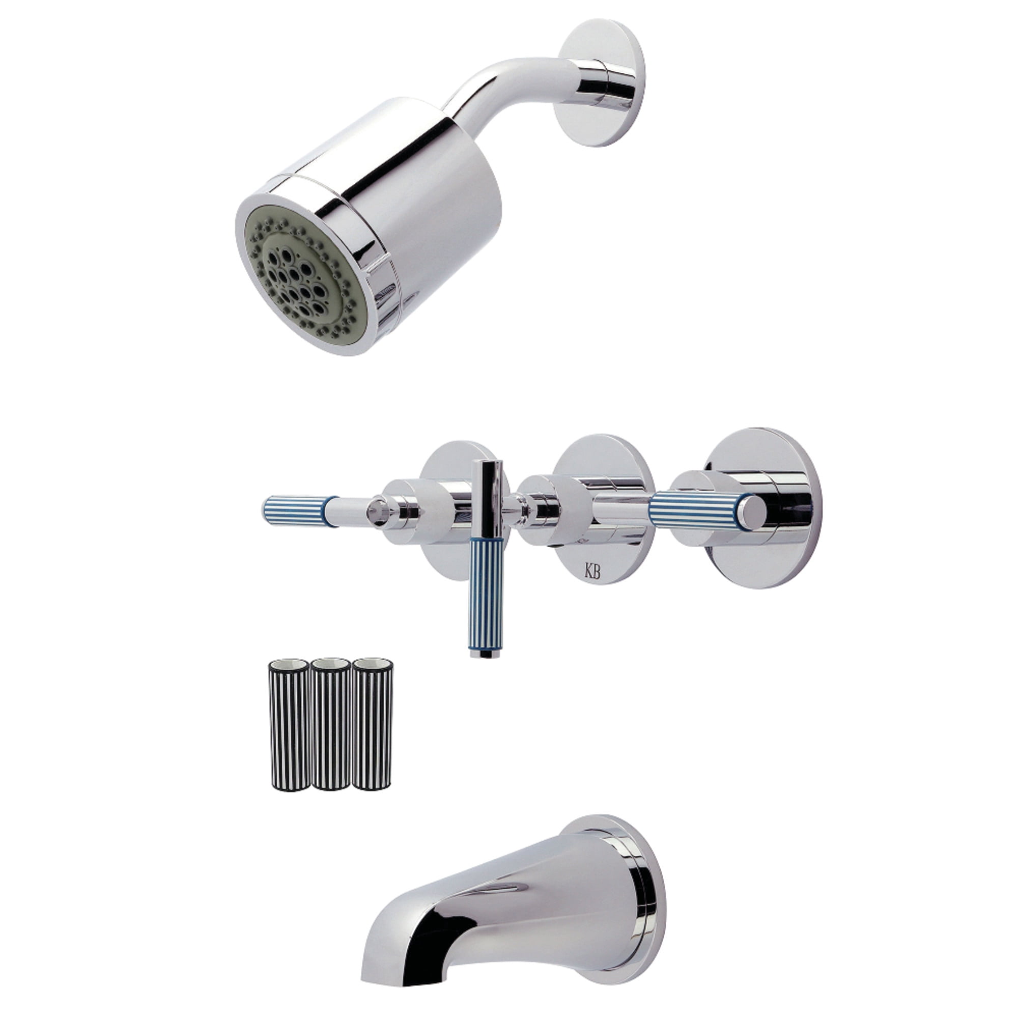 Kingston Brass KBX8131KPS Verona Triple-Handle Tub and Shower Faucet, Polished Chrome
