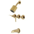 thumbnail image 1 of Kingston Brass KBX8132EFL Centurion Triple-Handle Tub and Shower Faucet, Polished Brass, 1 of 7