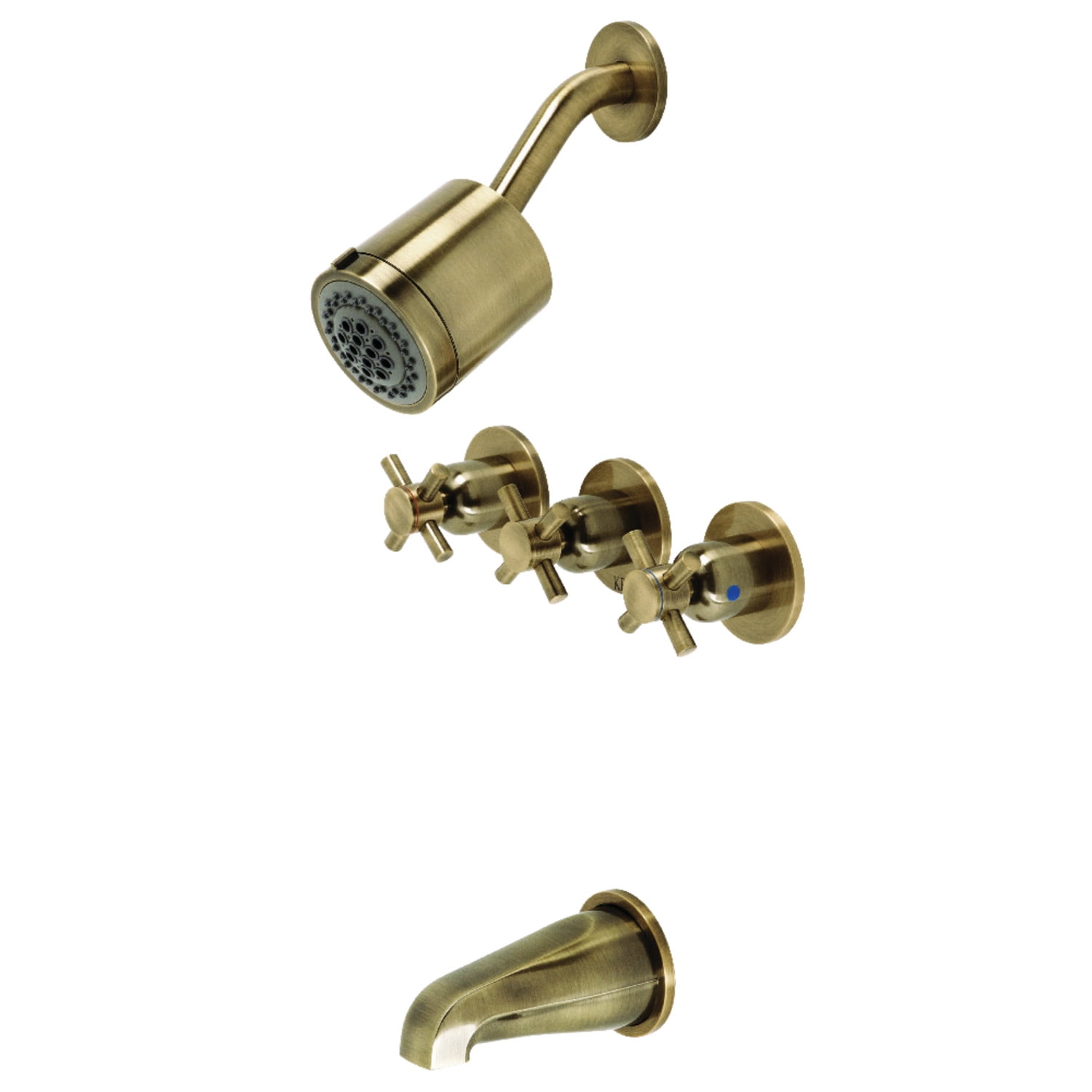 Kingston Brass KBX8133DX Concord Three-Handle Tub and Shower Faucet, Antique Brass