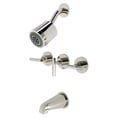 thumbnail image 1 of Kingston Brass KBX8136CML Manhattan Three-Handle Tub and Shower Faucet, Polished Nickel, 1 of 5