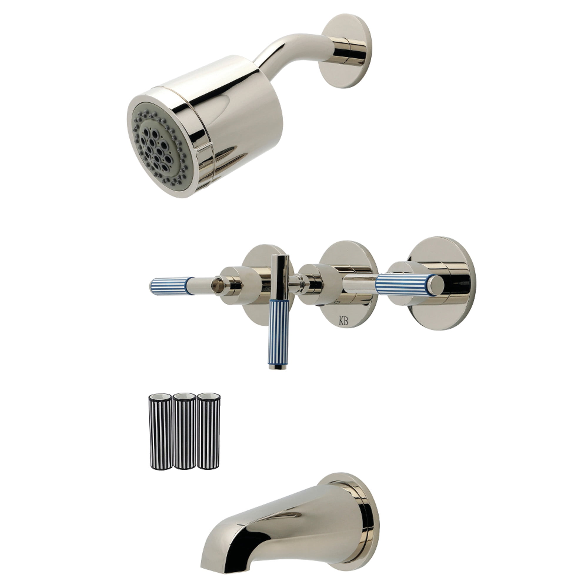 Kingston Brass KBX8136KPS Verona Triple-Handle Tub and Shower Faucet, Polished Nickel