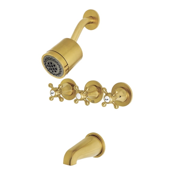Kingston Brass KBX8137BX Metropolitan Three-Handle Tub and Shower Faucet, Brushed Brass