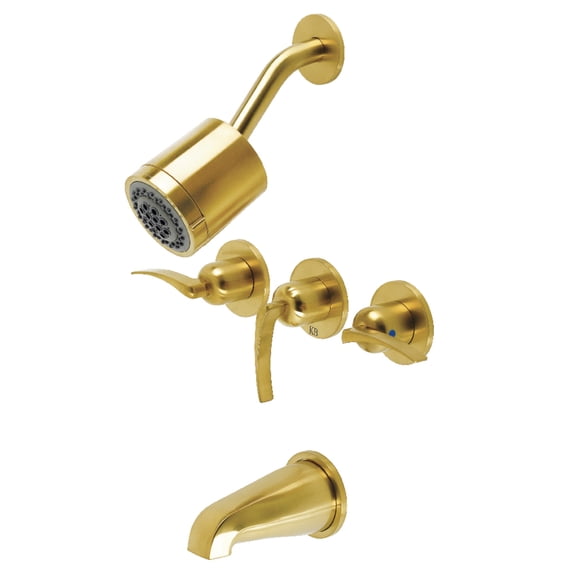 Kingston Brass KBX8137EFL Centurion Three-Handle Tub and Shower Faucet, Brushed Brass