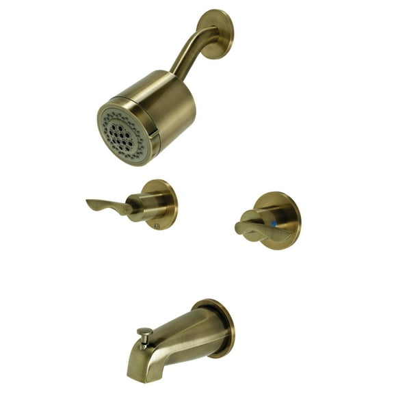 Kingston Brass KBX8143SVL Serena Two-Handle Tub and Shower Faucet, Antique Brass