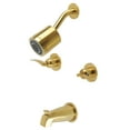 thumbnail image 1 of Kingston Brass KBX8147EFL Centurion Two-Handle Tub and Shower Faucet, Brushed Brass, 1 of 5