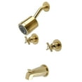 thumbnail image 1 of Kingston Brass KBX8147ZX Millennium Two-Handle Tub and Shower Faucet, Brushed Brass, 1 of 5