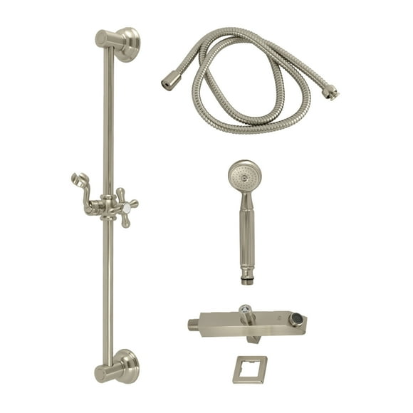 Kingston Brass KCK3428W8 Made to Match Shower System with Slide/Grab Bar and Hand Shower, Brushed Nickel