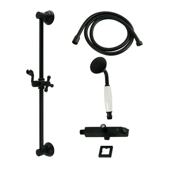 Kingston Brass KCK3520W0 Made to Match Shower System with Slide/Grab Bar and Hand Shower, Matte Black
