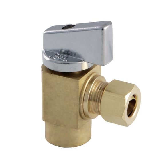 Kingston Brass KF33104CTL 3/8" FIP x 3/8" OD Comp Quarter-Turn Angle Stop Valve, Raw Brass
