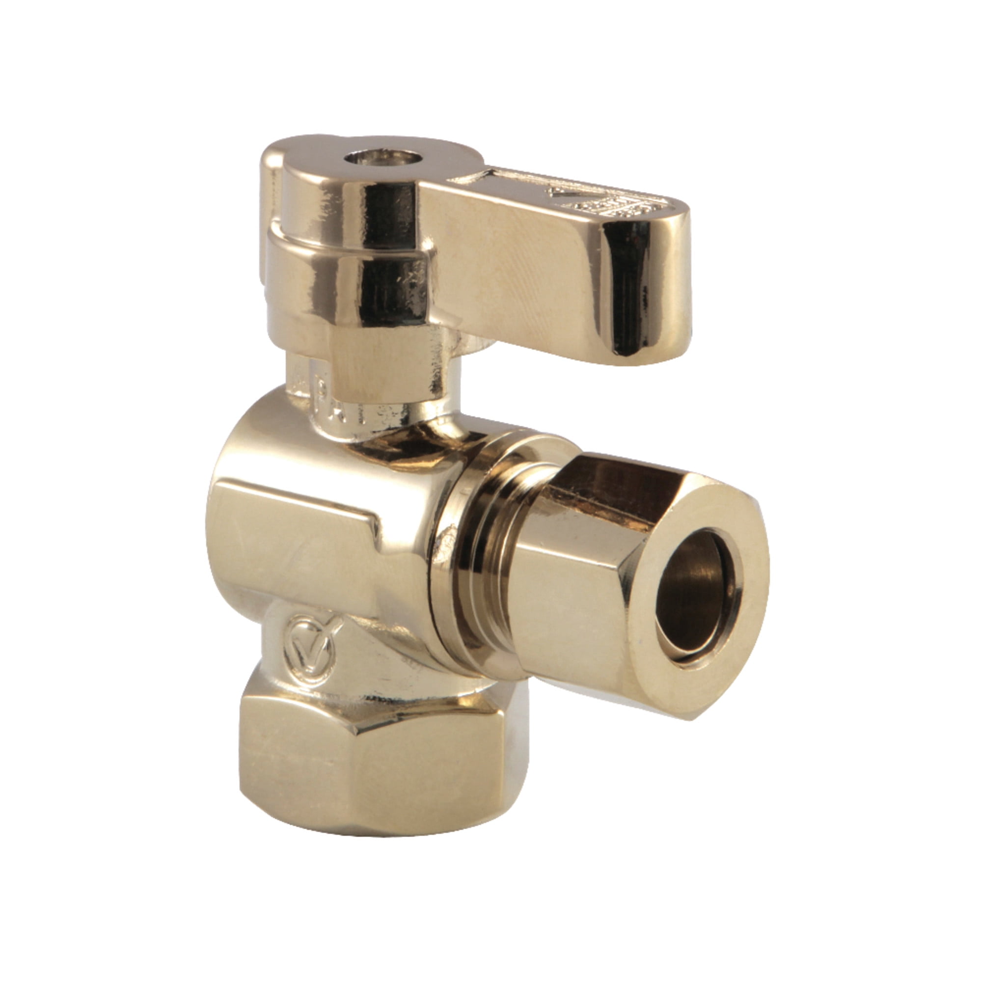 Kingston Brass KF3310PB 3/8-Inch FIP x 3/8-Inch O.D. Comp Quarter-Turn ...