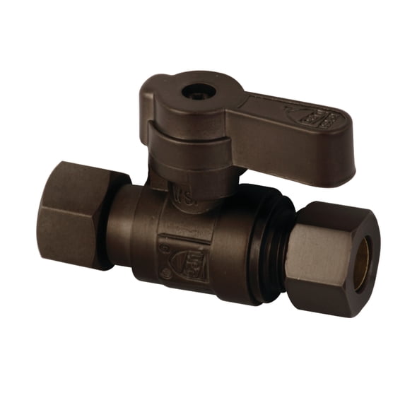 Kingston Brass KF3330ORB 3/8-Inch Swivel x 3/8-Inch O.D. Comp Straight Shut-Off Valve in Oil Rubbed Bronze