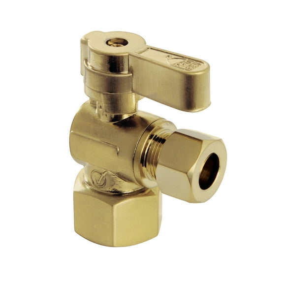 Kingston Brass KF4310BB 1/2-Inch FIP x 3/8-Inch O.D. Comp Quarter-Turn Angle Shut-Off Valve in Brushed Brass