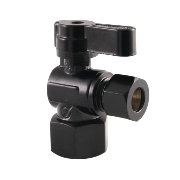 Kingston Brass KF4310MB 1/2-Inch FIP x 3/8-Inch O.D. Comp Quarter-Turn Angle Shut-Off Valve in Matte Black
