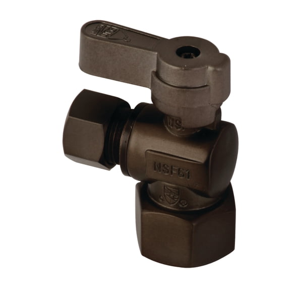 Kingston Brass KF4310ORB 1/2-Inch FIP x 3/8-Inch O.D. Comp Quarter-Turn Angle Shut-Off Valve in Oil Rubbed Bronze