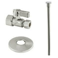 thumbnail image 1 of Kingston Brass KF43158TKF20 Toilet Supply Kit, 1/2" FIP x 3/8" OD Comp Straight Valve, Brushed Nickel, 1 of 2