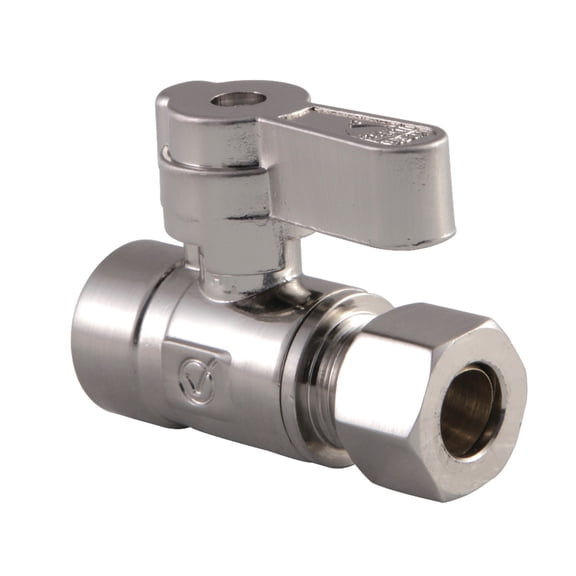 Kingston Brass KF4325SN 1/2" Sweat x 3/8" OD Comp Straight Stop Valve, Brushed Nickel